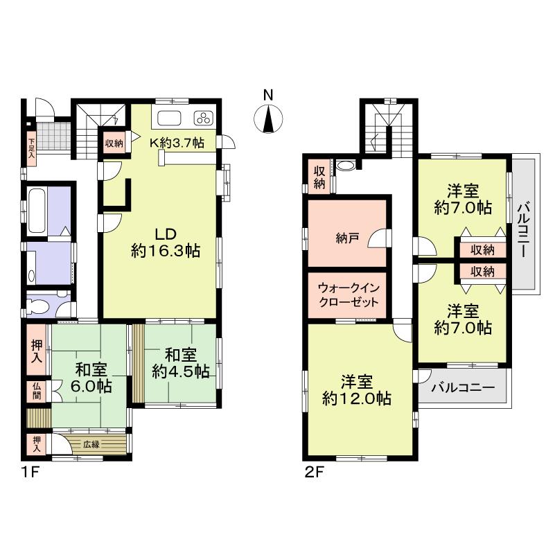 Floor plan. 62 million yen, 5LDK + S (storeroom), Land area 211.6 sq m , Building area 163.75 sq m 5LDK + storeroom + walk-in closet
