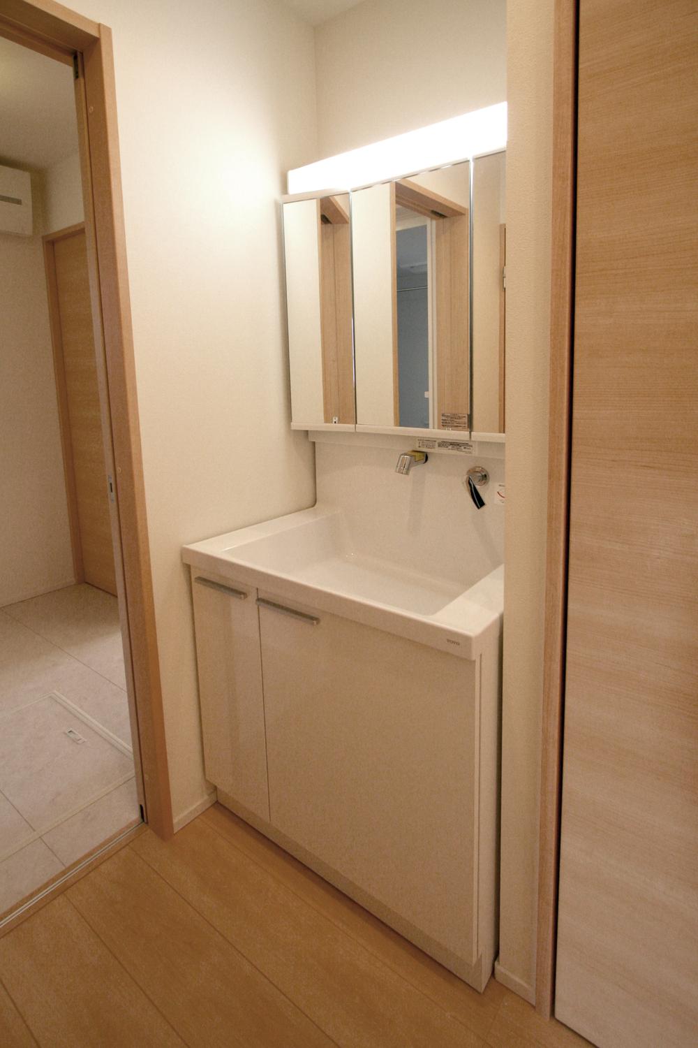 Wash basin, toilet. Bathroom vanity