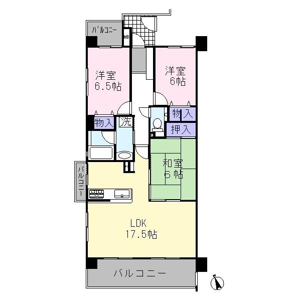Floor plan. 3LDK, Price 17.8 million yen, Occupied area 78.72 sq m , Balcony area 14.52 sq m