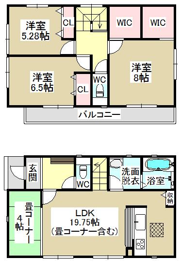 Floor plan. 33,500,000 yen, 3LDK, Land area 127.01 sq m , Building area 97.72 sq m