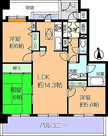 Floor plan. 3LDK, Price 22,900,000 yen, Footprint 70.9 sq m , Balcony area 17.39 sq m