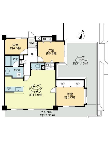 Floor plan. 3LDK, Price 18,800,000 yen, Occupied area 85.52 sq m , Balcony area 17.01 sq m floor plan