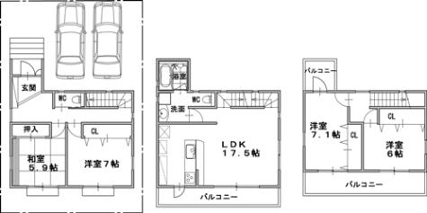 Building plan example (floor plan). Building plan example (east section) 4LDK, Land price 26,900,000 yen, Land area 99.18 sq m , Building price 21.6 million yen, Building area 113.25 sq m