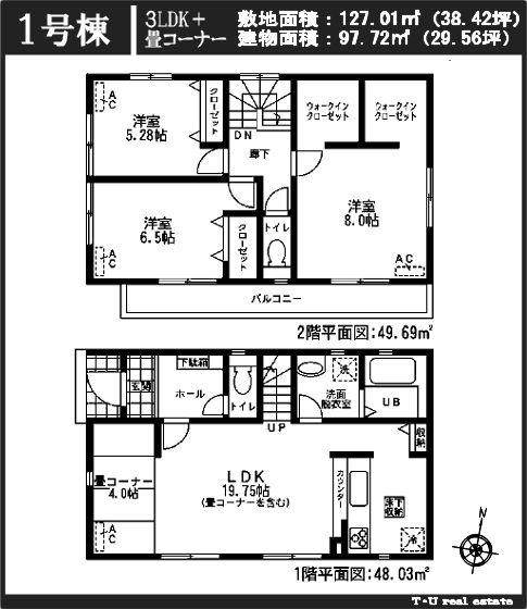 Floor plan. (1), Price 34,900,000 yen, 3LDK+S, Land area 127.01 sq m , Building area 97.72 sq m