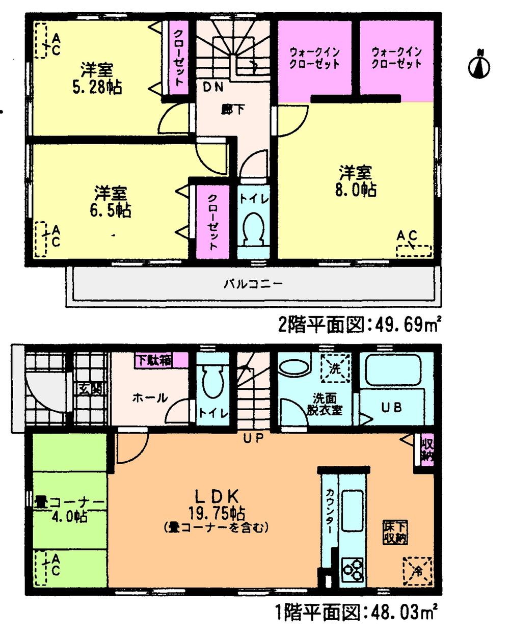 Floor plan. (1 Building), Price 33,500,000 yen, 3LDK, Land area 127.01 sq m , Building area 97.72 sq m