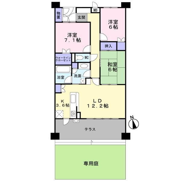 Floor plan. 3LDK, Price 30,800,000 yen, Occupied area 80.78 sq m