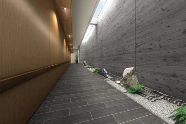 Shared facilities.  [corridor] Parking Lot ・ Corridor space that has been nestled from the entrance as an approach to the elevator. Jing stone is disposed along the elongated corridor, Adopt the design basis garden overlooking. Taste of the sum has been incorporated into the modern architecture, Dignified quaint space has been directed (Rendering)