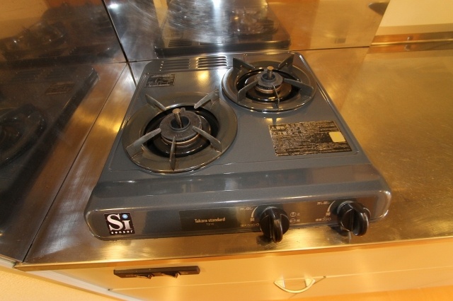 Kitchen. Happy two-necked gas stove