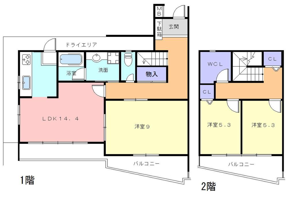 Floor plan. 3LDK, Price 17.7 million yen, Footprint 96.5 sq m , Balcony area 20.5 sq m