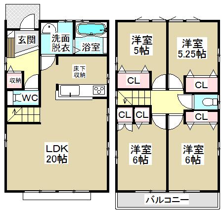 Floor plan. 38,600,000 yen, 4LDK, Land area 151.43 sq m , Building area 98.53 sq m