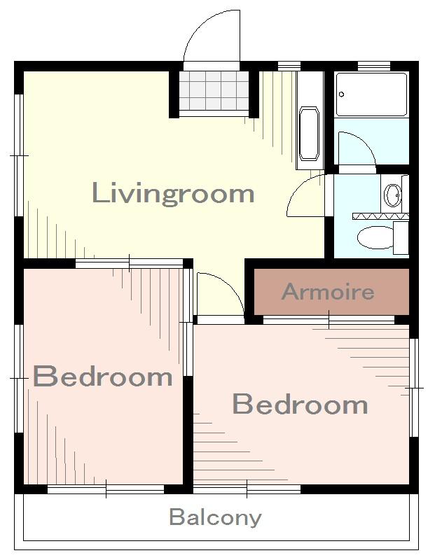 Floor plan. 2LDK, Price 4.8 million yen, Occupied area 40.26 sq m , Balcony area 3 sq m