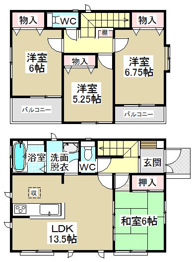 Floor plan. 31,800,000 yen, 4LDK, Land area 131.71 sq m , Building area 90.69 sq m