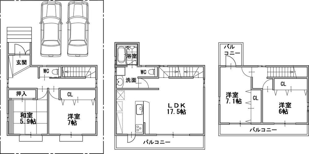 Building plan example (floor plan). Building plan example (east section) 4LDK, Land price 26,900,000 yen, Land area 99.18 sq m , Building price 21.6 million yen, Building area 113.25 sq m