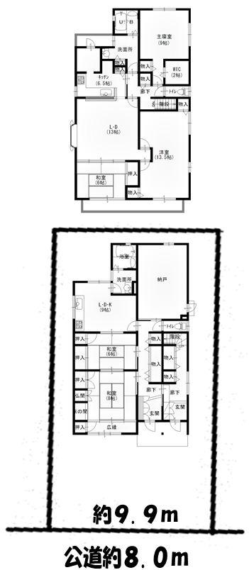 Floor plan. 53,900,000 yen, 5LDK + S (storeroom), Land area 208.86 sq m , Building area 207.99 sq m