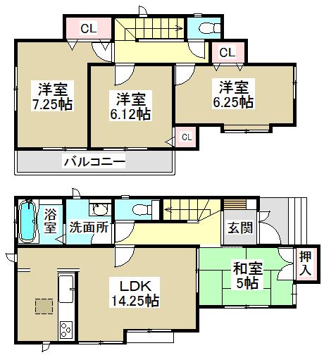 Floor plan. 32,800,000 yen, 4LDK, Land area 124.53 sq m , Building area 93.79 sq m