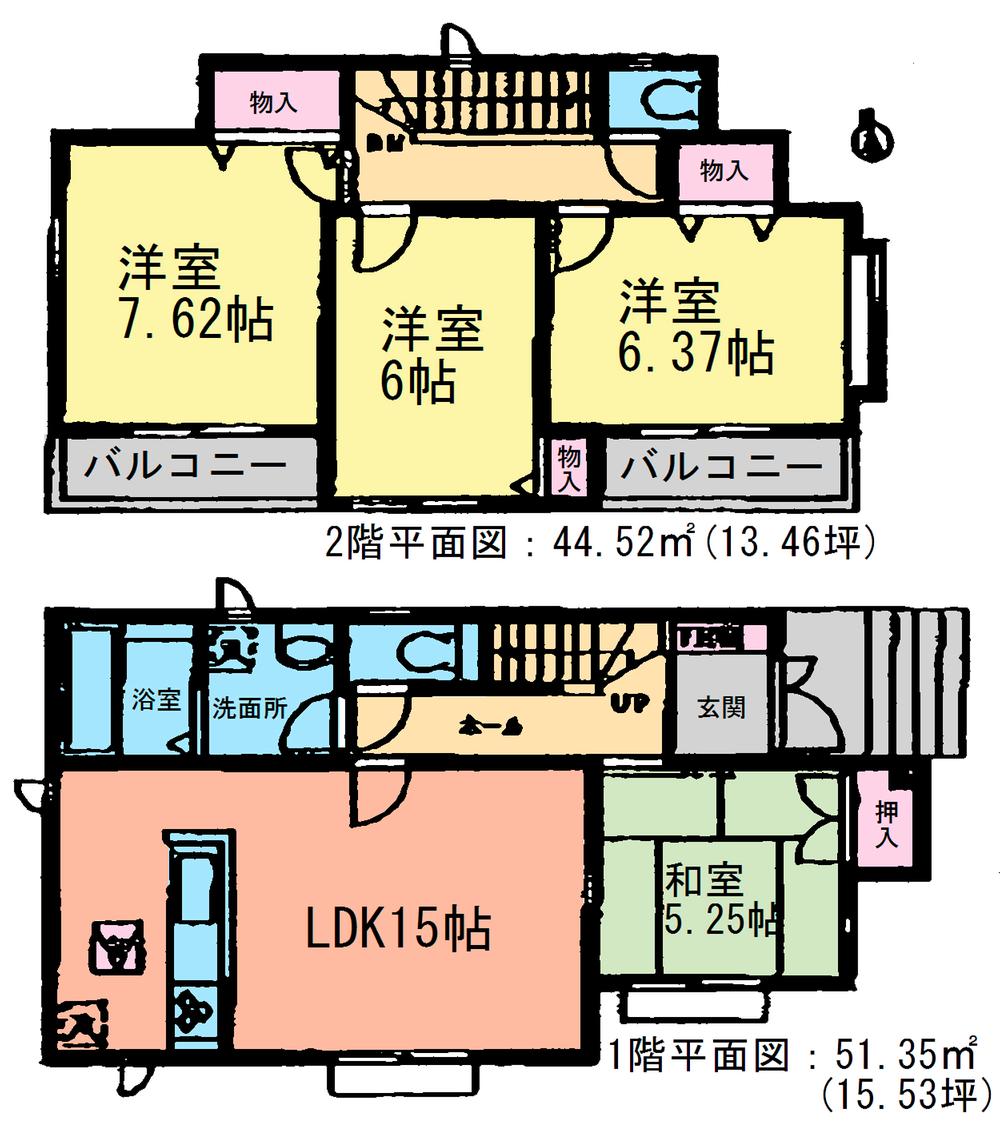 Floor plan. (Building 2), Price 33,800,000 yen, 4LDK, Land area 130.19 sq m , Building area 95.87 sq m