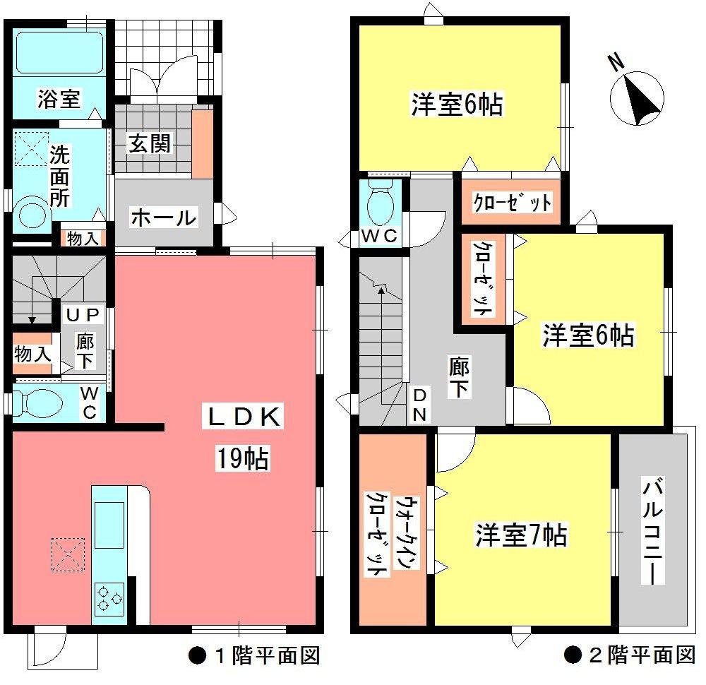Floor plan. (Building 2), Price 37,800,000 yen, 3LDK, Land area 117.66 sq m , Building area 99.38 sq m