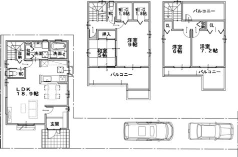 Floor plan. 47,500,000 yen, 4LDK + S (storeroom), Land area 128.27 sq m , Building area 118.98 sq m