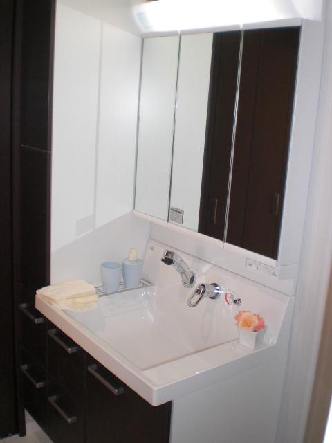 Wash basin, toilet. Interior