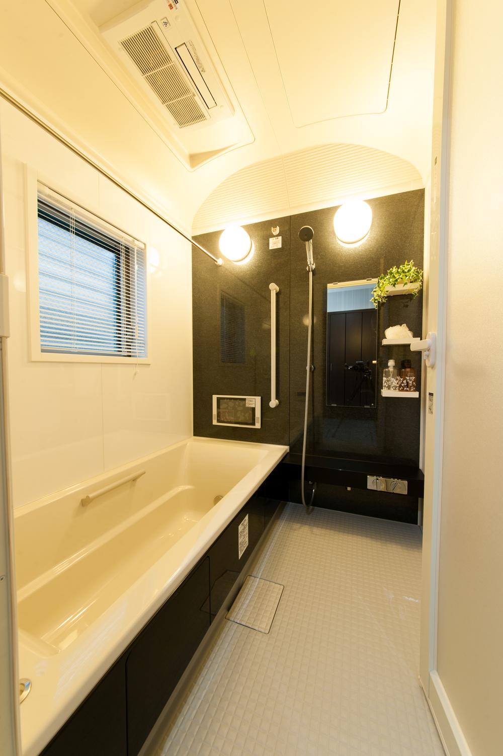 Bathroom. Bathroom heating ventilation drying with bath soak in warm water