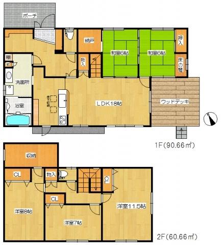 Floor plan. 56,800,000 yen, 5LDK+S, Land area 269.28 sq m , Building area 151.26 sq m floor plan