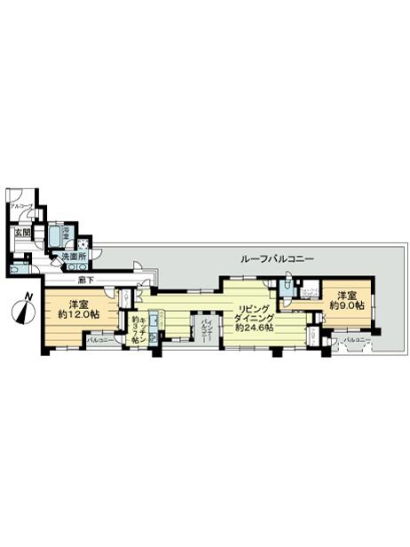 Floor plan. 2LDK, Price 43,800,000 yen, Footprint 121.49 sq m , Balcony area 12.94 sq m floor plan