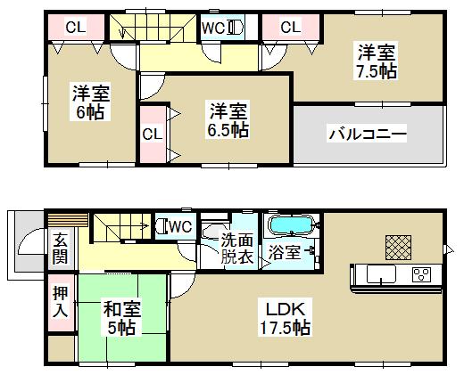 Floor plan. (6 Building), Price 25,900,000 yen, 4LDK, Land area 163.75 sq m , Building area 99.38 sq m