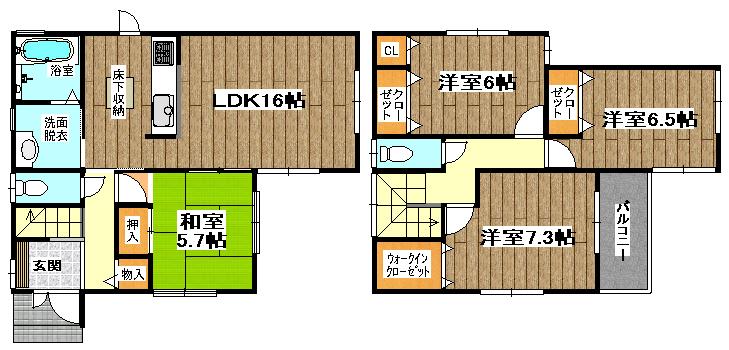 Floor plan. 34,800,000 yen, 4LDK, Land area 142 sq m , Building area 98.98 sq m