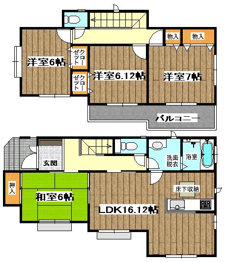 Floor plan. 34,800,000 yen, 4LDK, Land area 127.2 sq m , Building area 101.03 sq m