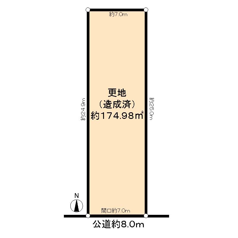 Compartment figure. Land price 46,500,000 yen, Land area 174.98 sq m south-facing