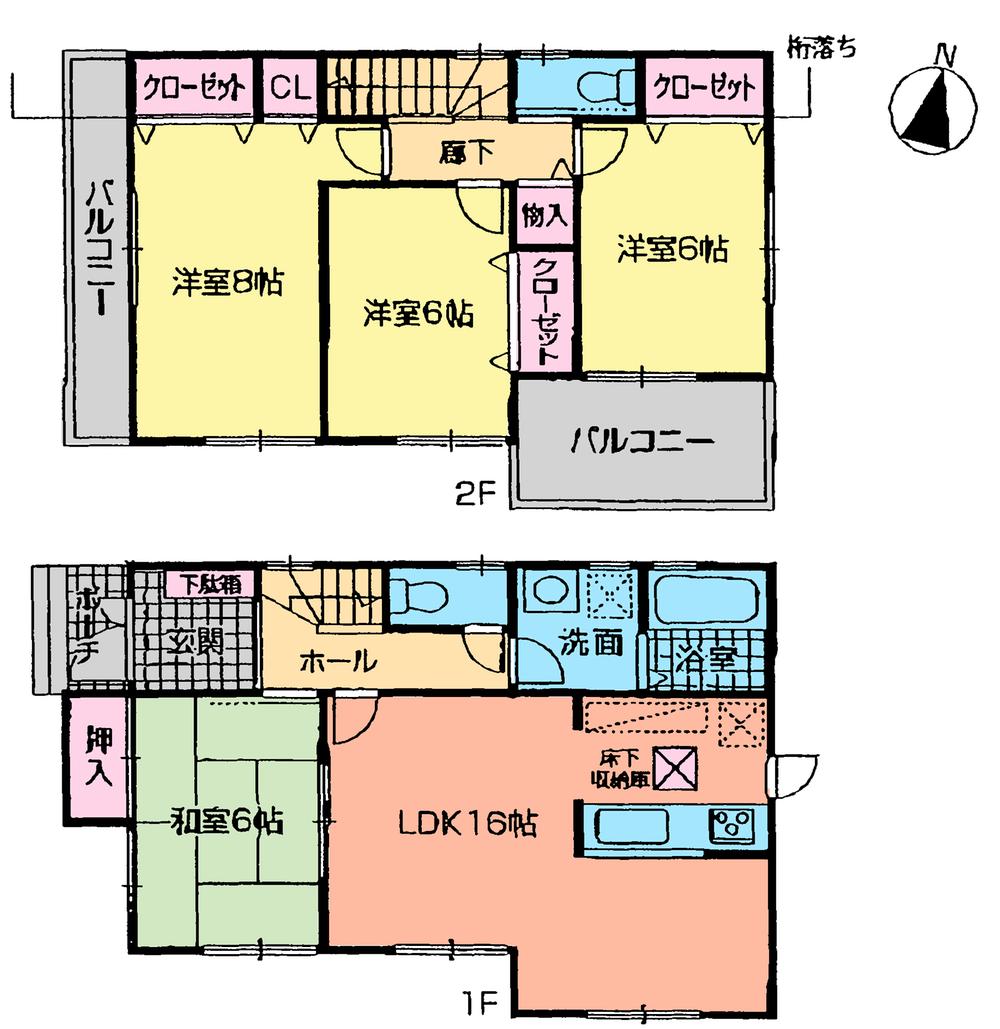 Floor plan. (1 Building), Price 39,900,000 yen, 4LDK, Land area 185.27 sq m , Building area 98.82 sq m