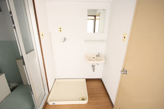 Washroom. Independent basin and washing machine Storage