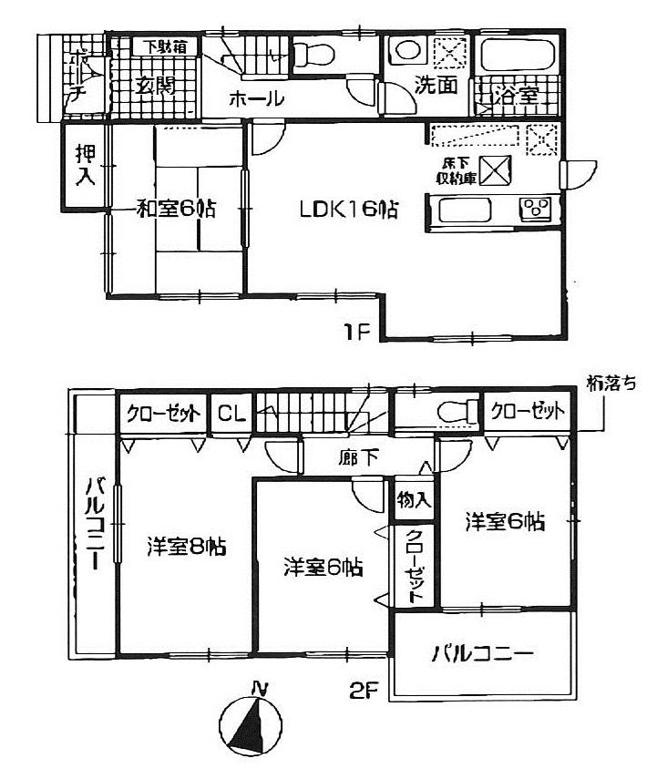 Floor plan. (1 Building), Price 39,900,000 yen, 4LDK, Land area 185.27 sq m , Building area 98.82 sq m