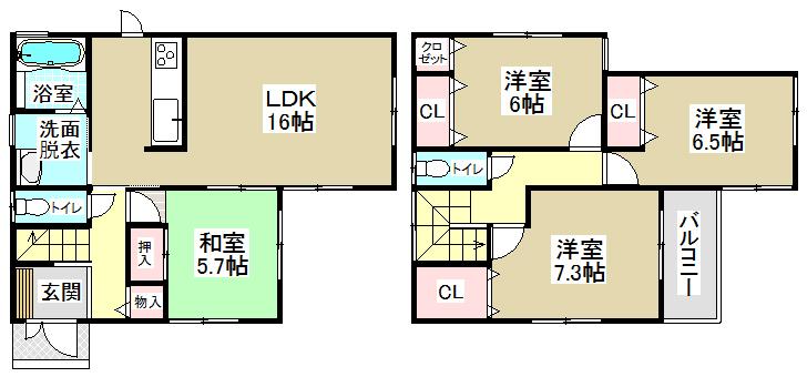 Floor plan. (Building 2), Price 34,800,000 yen, 4LDK, Land area 142 sq m , Building area 98.98 sq m