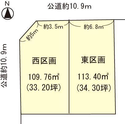 Compartment figure. Land price 20,360,000 yen, Land area 113.4 sq m