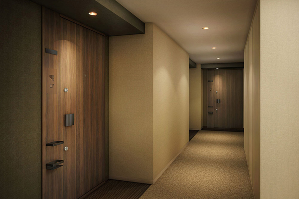 Shared facilities.  [Inner hallway] Sticking to the interior and lighting, Corridor inner fine carpeted. Not affected by the wind and rain, Since the footsteps hardly sound, Quiet and comfortable space has been kept (Rendering)
