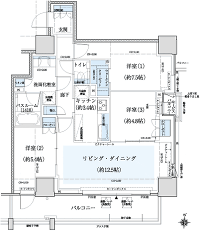 Floor: 3LDK + WIC, the occupied area: 76.43 sq m, Price: 43,904,000 yen