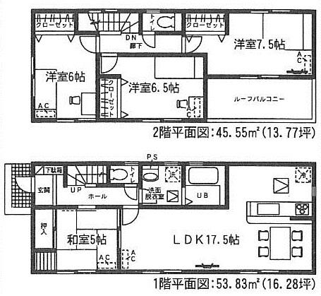 Floor plan. (3 Building), Price 27.5 million yen, 4LDK, Land area 183.93 sq m , Building area 99.38 sq m