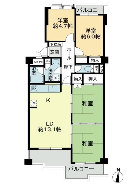 Floor plan. 4LDK, Price 14.8 million yen, Occupied area 78.71 sq m , Balcony area 12.66 sq m floor plan