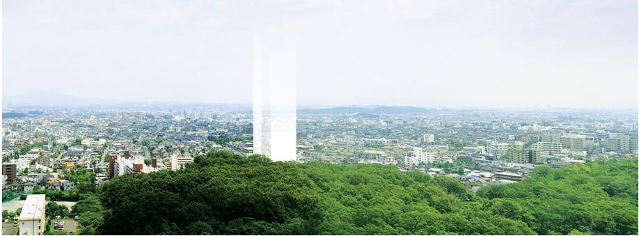 aerial photograph.  [One section of a quiet first-class low-rise exclusive residential area] Overlooking the east side than about from local 1360m (straight line distance 720m) of the Peace Park Aqua Tower observation deck (a height of about 40m).  ※ In fact a slightly different is subjected to some CG processing in the photograph. 