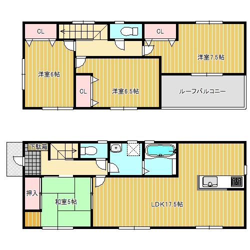 Floor plan. Price 27.5 million yen, 4LDK, Land area 183.93 sq m , Building area 99.38 sq m