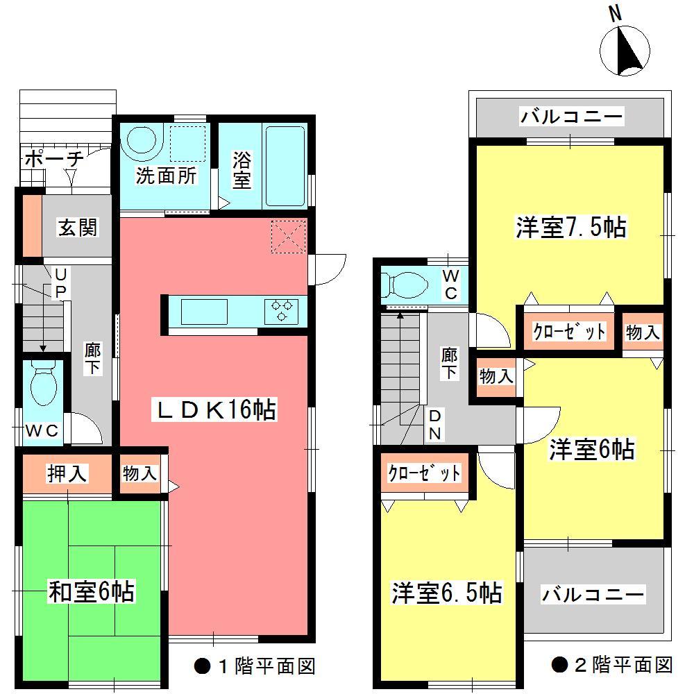 Floor plan. (1 Building), Price 36,800,000 yen, 4LDK, Land area 131.71 sq m , Building area 98.01 sq m