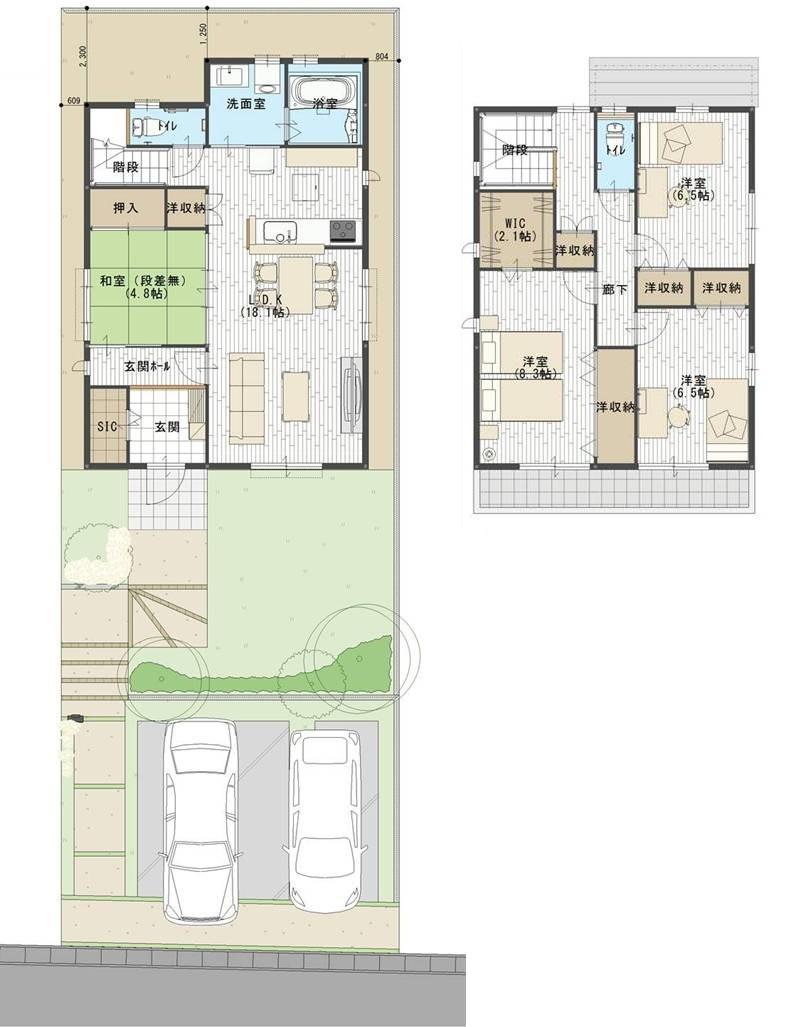 Building plan example (floor plan). Building plan example (A No. land) Building price 26.6 million yen, Building area 116.79 sq m