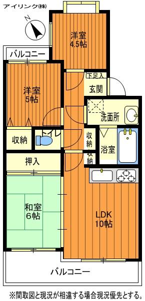 Floor plan. 3LDK, Price 12.6 million yen, Footprint 59.2 sq m , Balcony area 8.9 sq m
