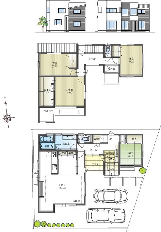 Floor plan. 65 million yen, 4LDK, Land area 153.85 sq m , Building area 123.95 sq m floor plan