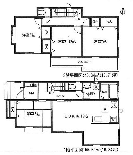 Floor plan. (E Building), Price 35,800,000 yen, 4LDK, Land area 127.2 sq m , Building area 101.03 sq m