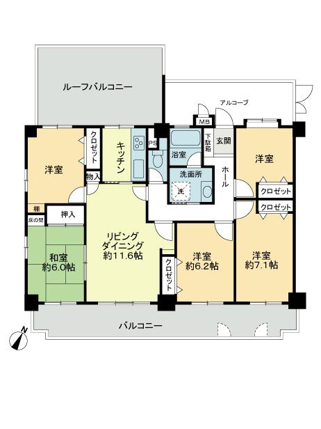 Floor plan. 5LDK, Price 22,800,000 yen, Footprint 100.11 sq m , Balcony area 17.79 sq m floor plan