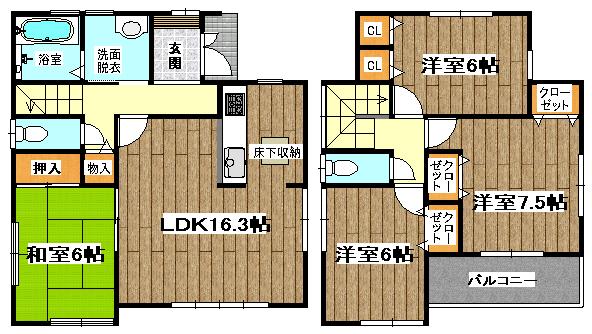Floor plan. (No. 2 locations), Price 38,300,000 yen, 4LDK, Land area 185.28 sq m , Building area 98.18 sq m