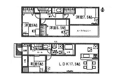 Floor plan. (6 Building), Price 25,900,000 yen, 4LDK, Land area 163.75 sq m , Building area 99.38 sq m