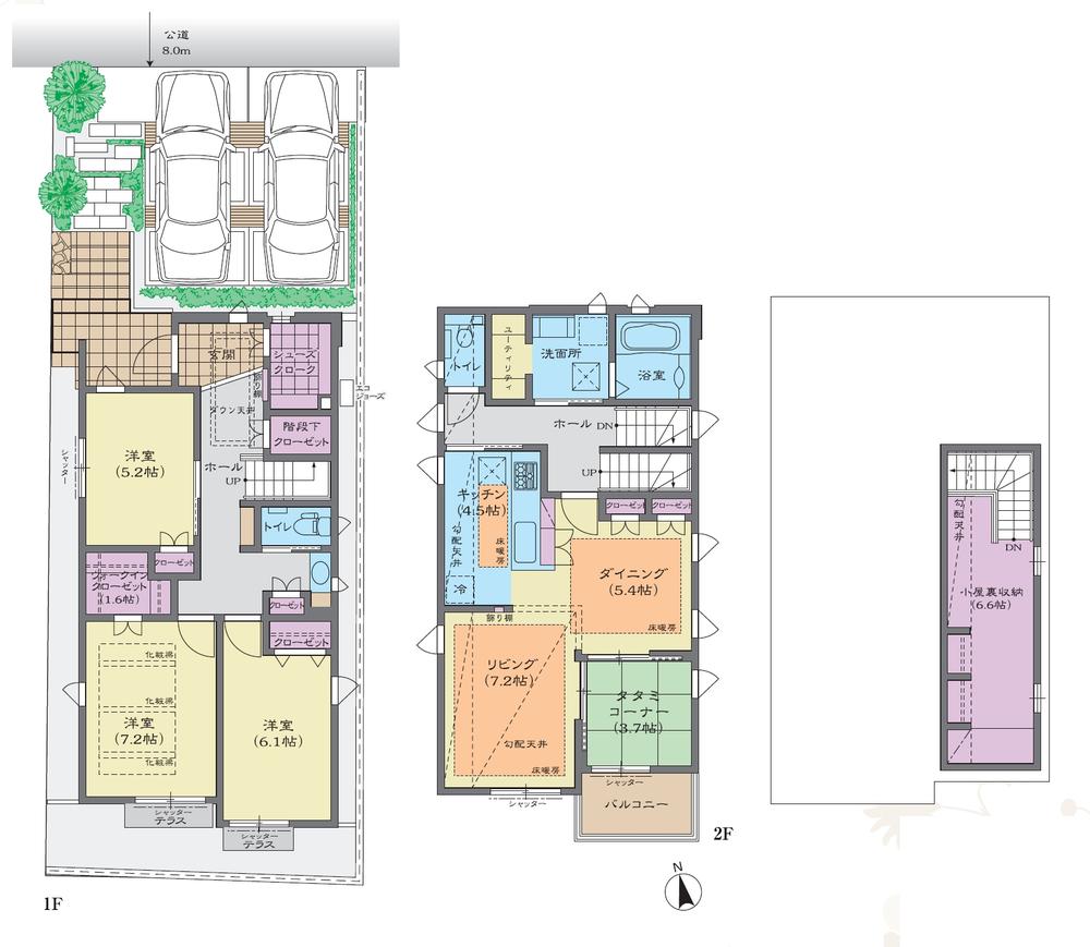 Floor plan. (No.3), Price 59,200,000 yen, 4LDK, Land area 127.82 sq m , Building area 112.5 sq m